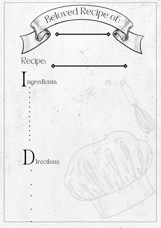 Bon Appetit Chef Hat Recipe Card