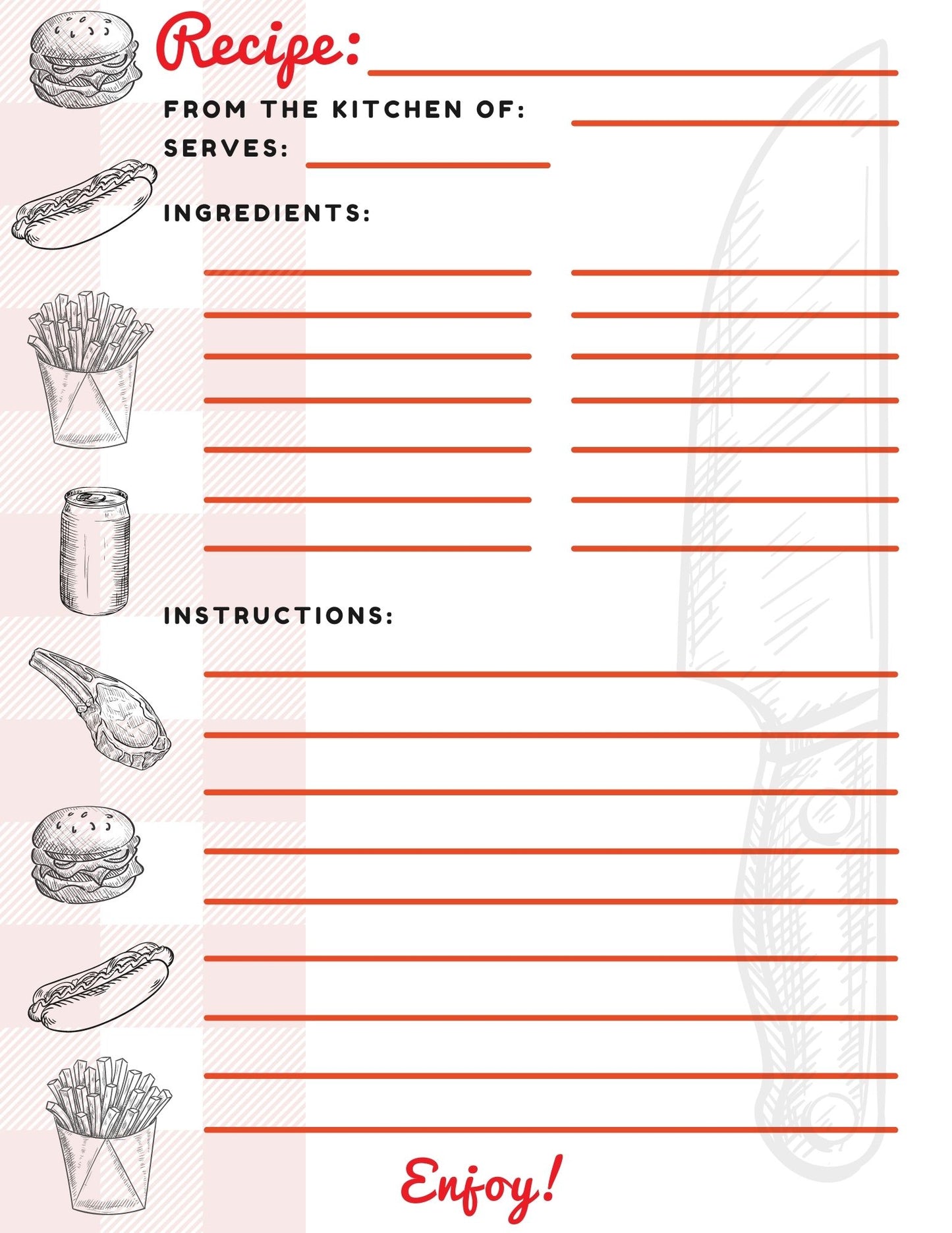 Man's Meal Recipe Card